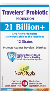 Travelers’ Probiotic<br><span style='font-size: .8em;'>Protection · 21 Billion+</span>
