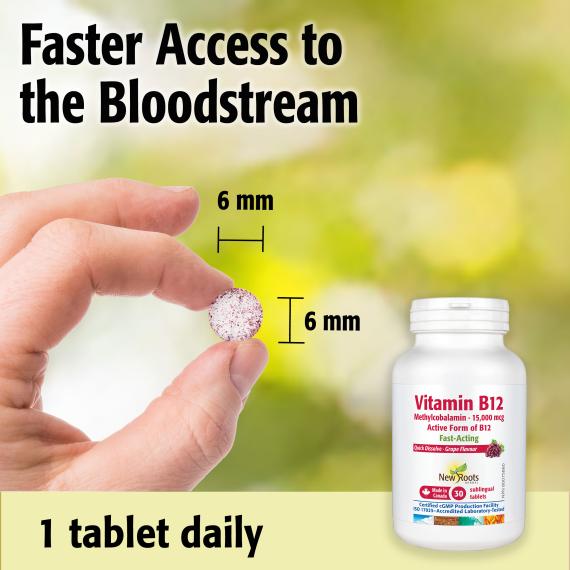 Vitamin B12 Methylcobalamin · 15,000 mcg (Sublingual Tablets)